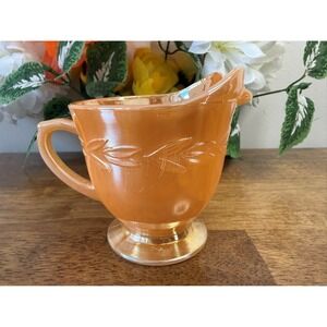 Fire King‎ Peach Lustre Laurel Creamer Vintage Anchor Hocking Milk Jug MCM Decor